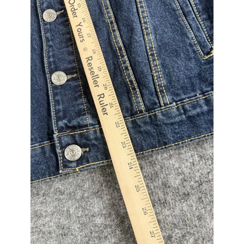 True Religion Jacket Mens Small Blue Denim Trucker Bomber Jean Coat N82